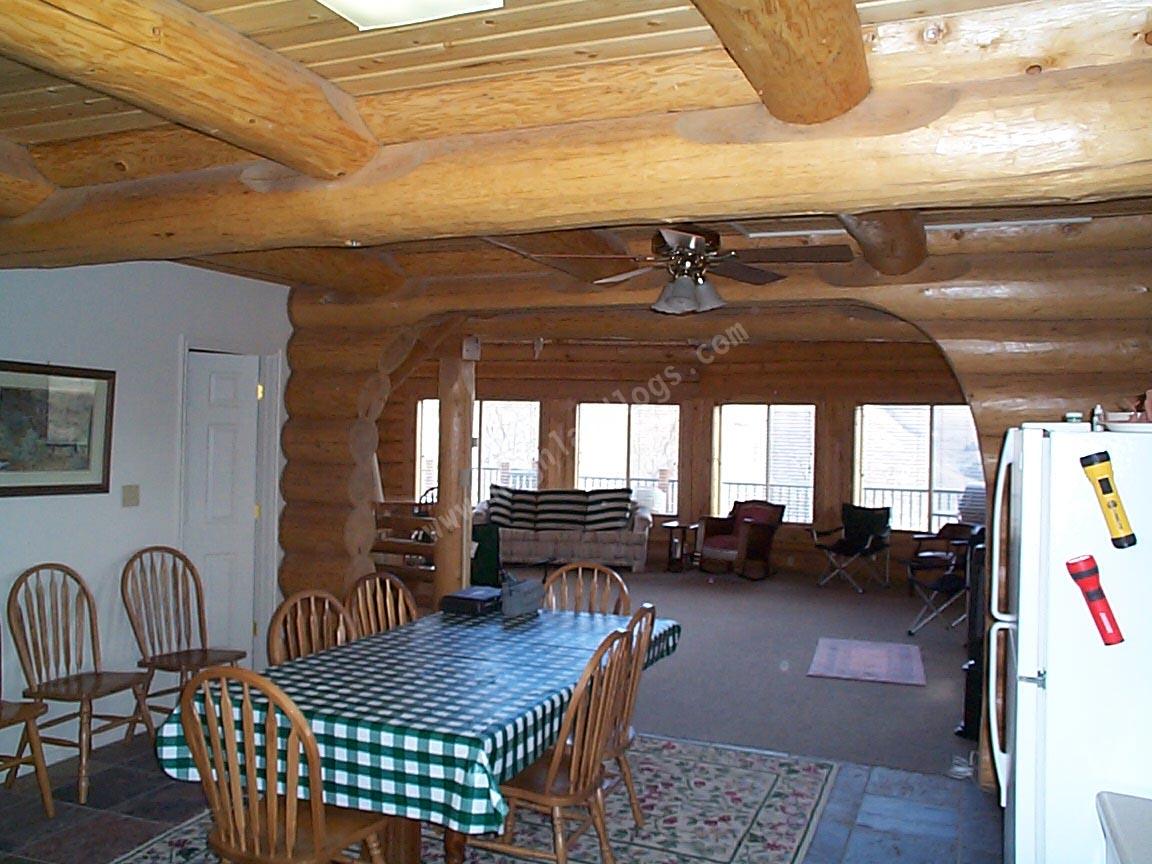 Interior shot of a Custom Log Home canadian doug fir