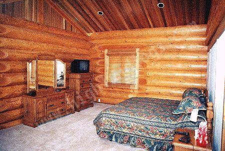 Interior shot of a Custom Log Home canadian doug fir