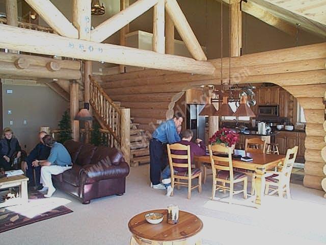 Interior shot of a Custom Log Home canadian doug fir