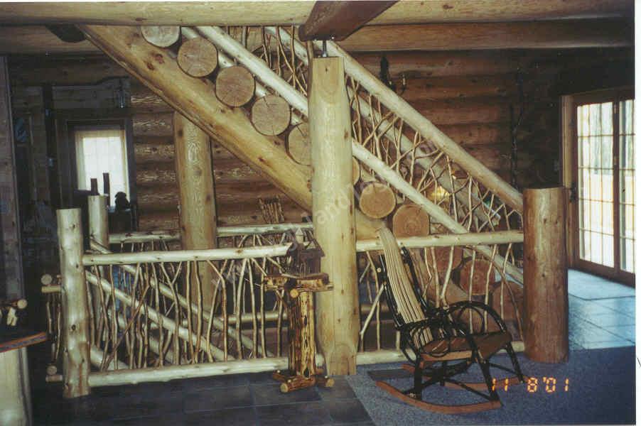 Interior shot of a Custom Log Home canadian doug fir