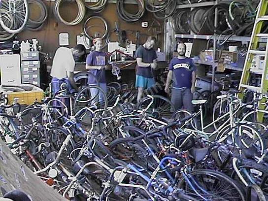 inside the bike library shop in arcata, california